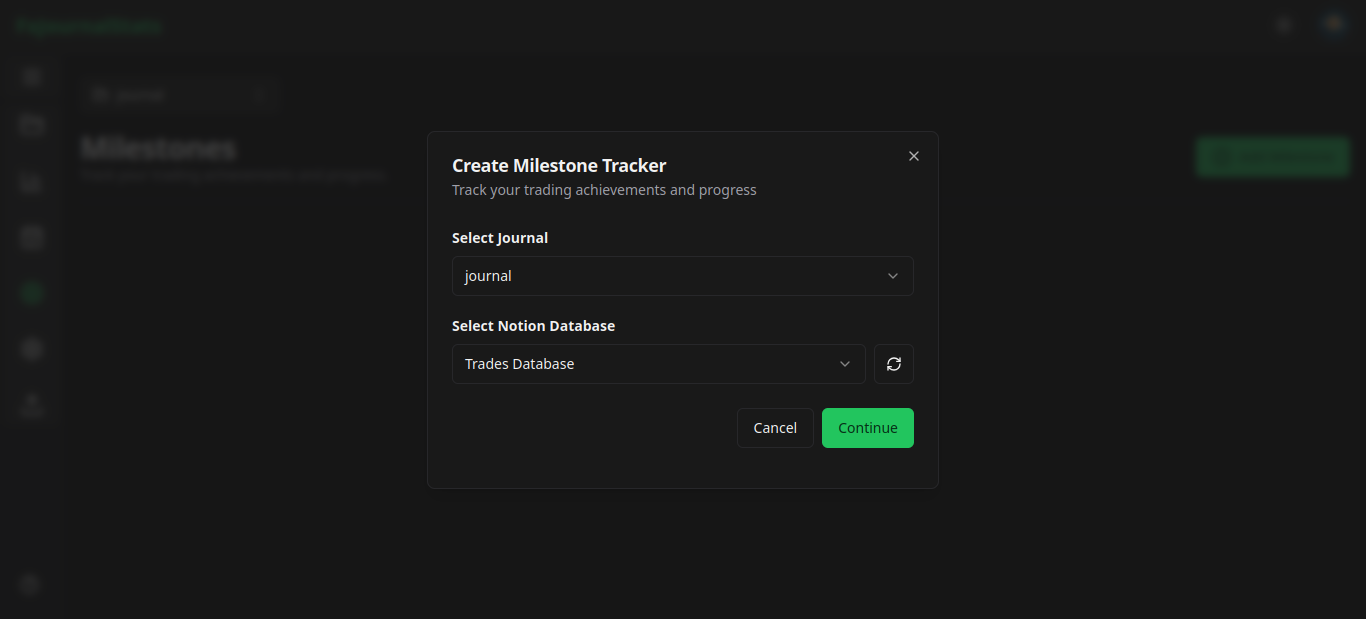 Milestone creation modal