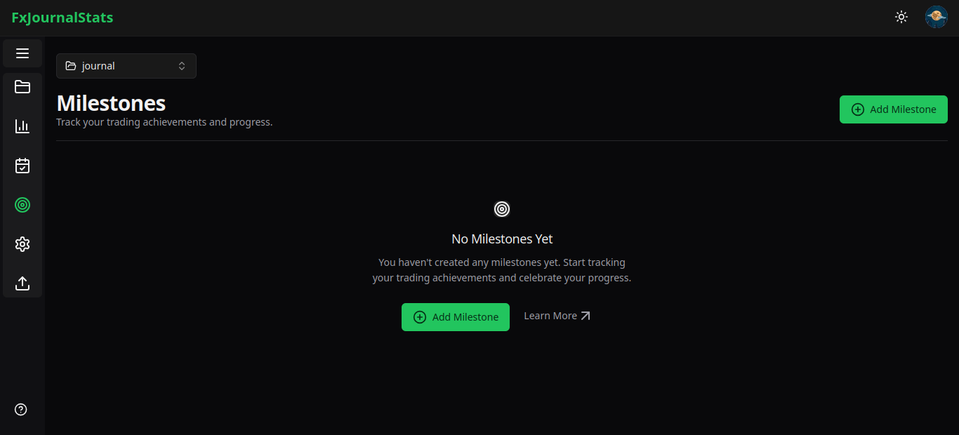 Milestone page empty state