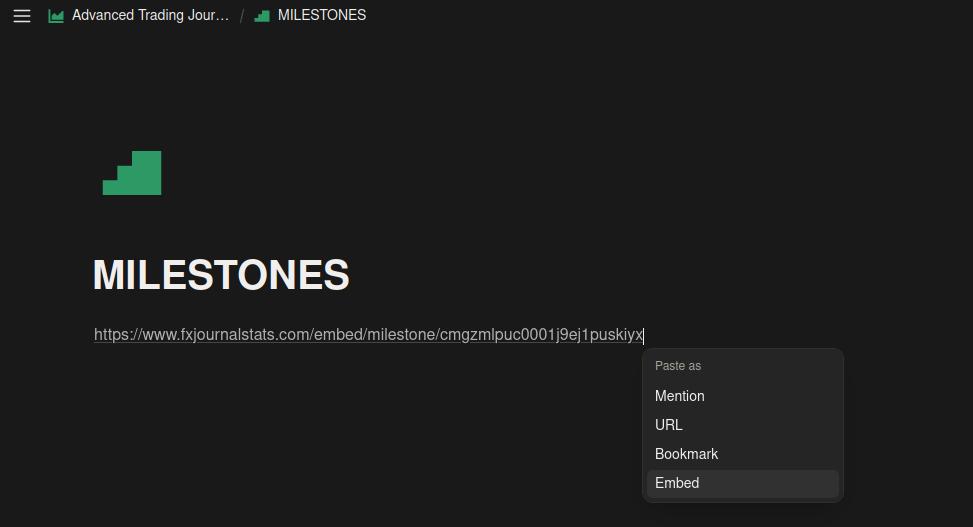Embed milestone in Notion