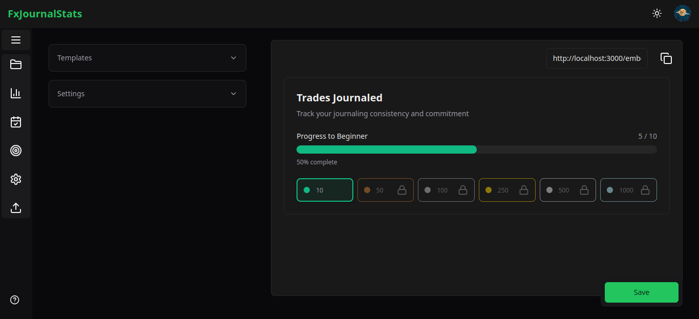 Save milestone button